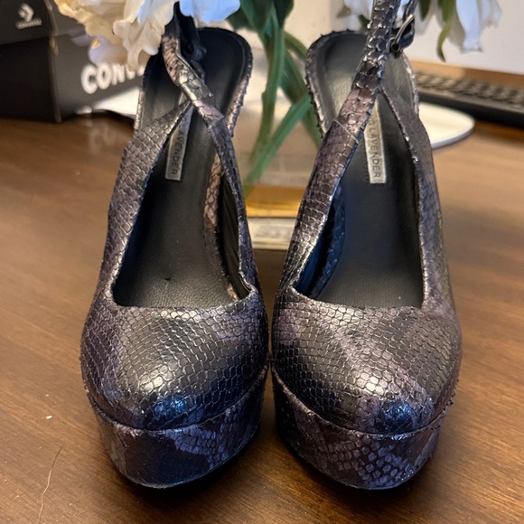 Vera Wang Shoes - Vera Wang Lavender Snakeskin Platform Heels 

5” slightly over heel